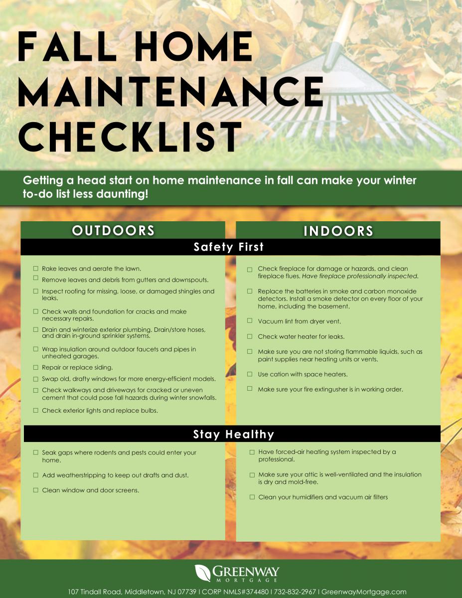 Fall Home Maintenance Checklist Greenway Mortgage Blog